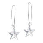 Silver Swarovski Clear Crystal Stars Kidney Wire Earrings