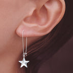 Silver Swarovski Crystal Stars Kidney Wire Earrings