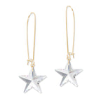 Gold Swarovski Clear Crystal Stars Kidney Wire Earrings