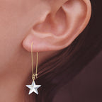 Gold Swarovski Crystal Stars Kidney Wire Earrings