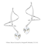 Sterling Silver Clear Swarovski Crystal Crescent Earspirals Earrings