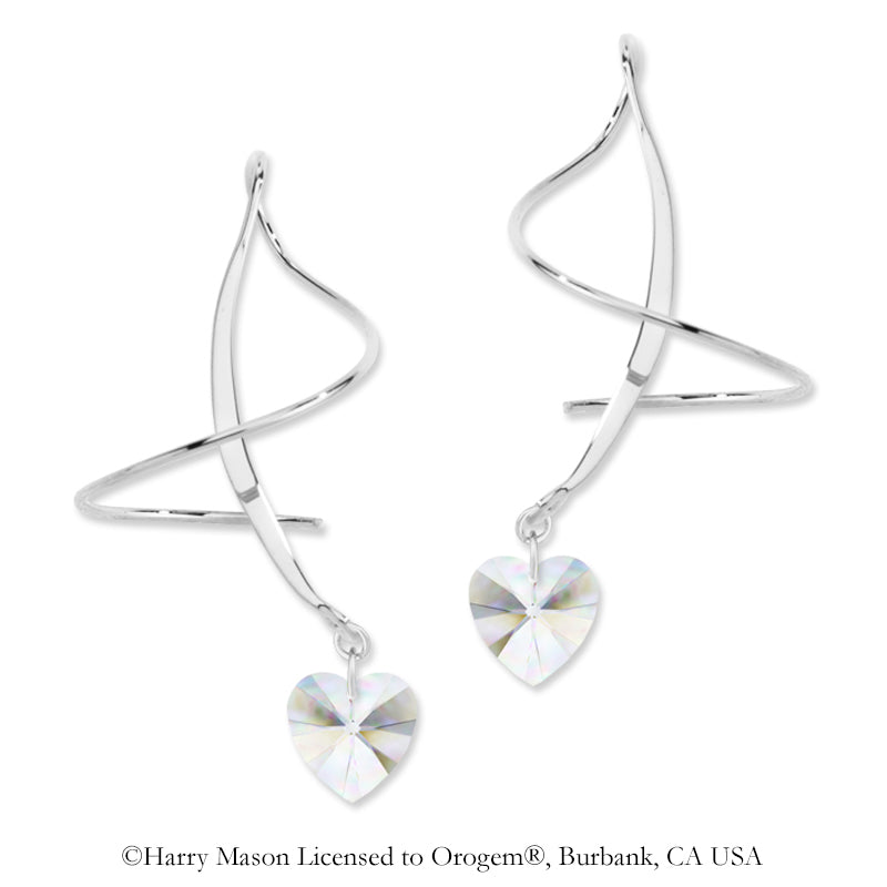Sterling Silver Clear Swarovski Crystal Crescent Earspirals Earrings