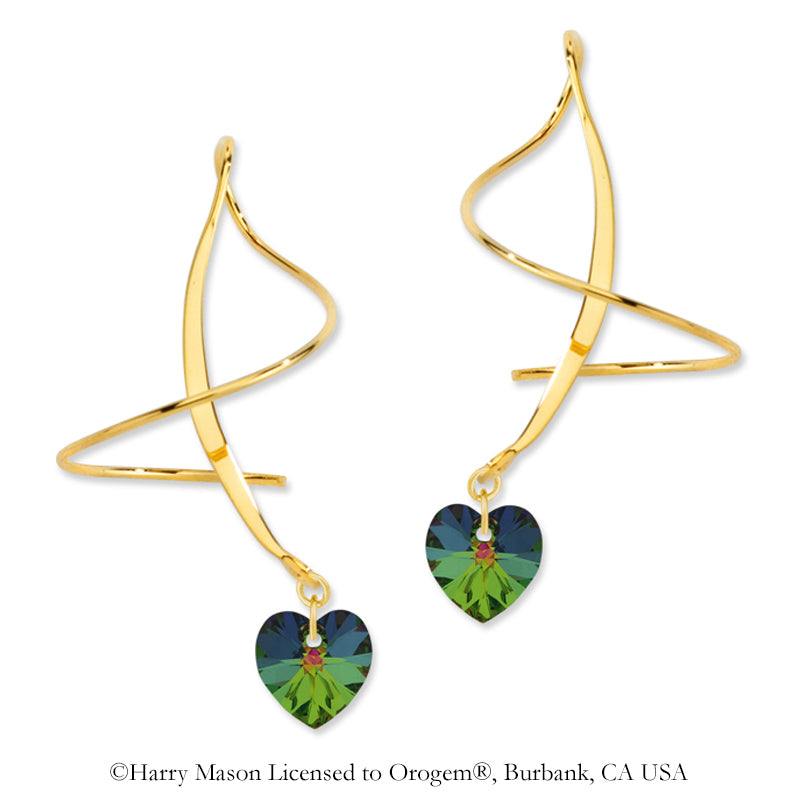 18k Gold Over Silver Mystic Topaz Swarovski Crystal Crescent Earspirals Earrings