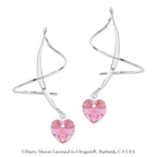 Sterling Silver Pink Swarovski Crystal Crescent Earspirals Earrings