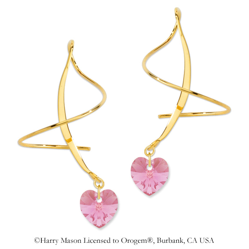 18k Gold Over Silver Clear Swarovski Crystal Crescent Earspirals Earrings