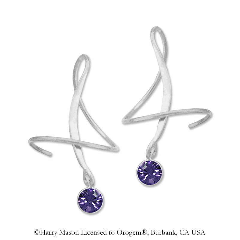 Silver February Swarovski Crystal Earspirals Earrings