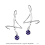Silver February Swarovski Crystal Earspirals Earrings