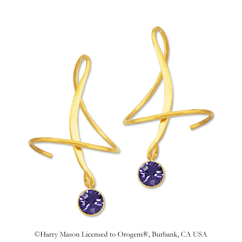 18k Gold Over Silver February Swarovski Crystal Earspirals Earrings