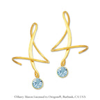 Earspiral Earrings by Harry Mason - Round Swarovski Crystal Birthstone - Gold Over Silver