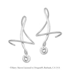 Sterling Silver Cubic Zirconia Crescent Earspirals Earrings