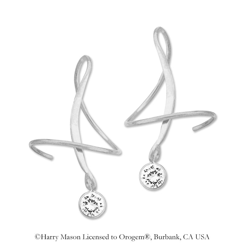 Sterling Silver Cubic Zirconia Crescent Earspirals Earrings