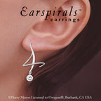 Sterling Silver Cubic Zirconia Crescent Earspirals Earrings