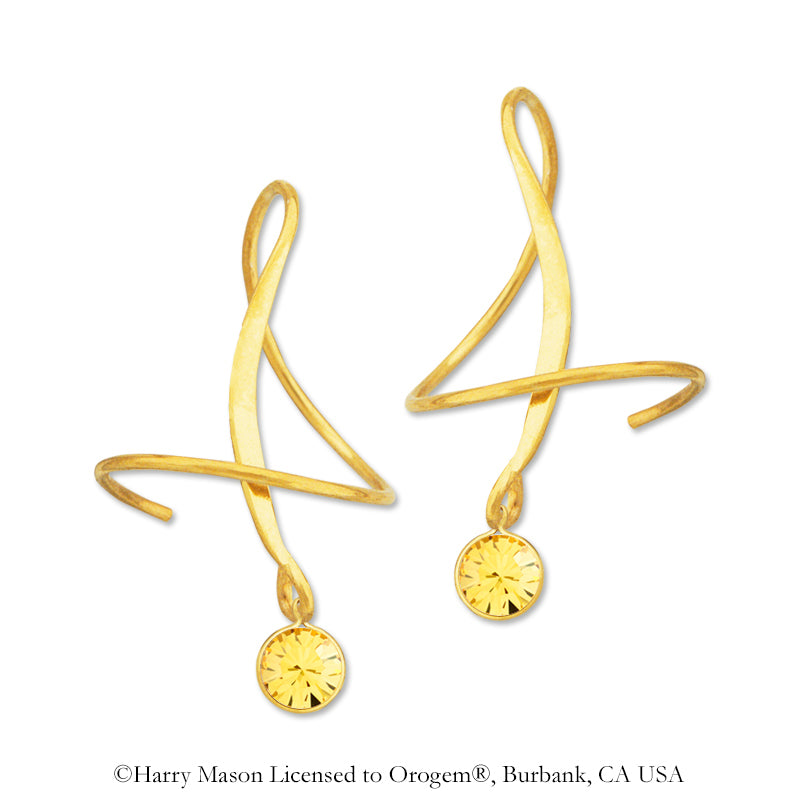18k Gold Over Silver November Swarovski Crystal Earspirals Earrings
