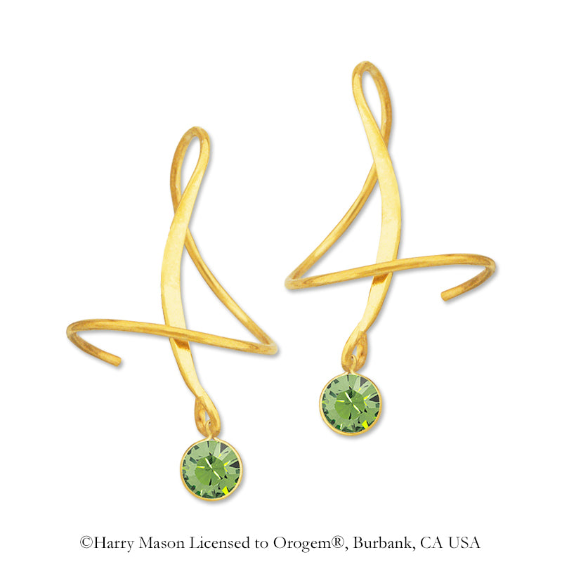18k Gold Over Silver August Swarovski Crystal Earspirals Earrings
