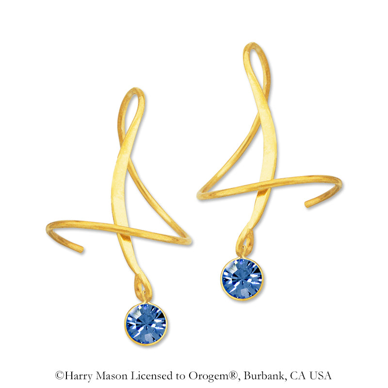 18k Gold Over Silver September Swarovski Crystal Earspirals Earrings