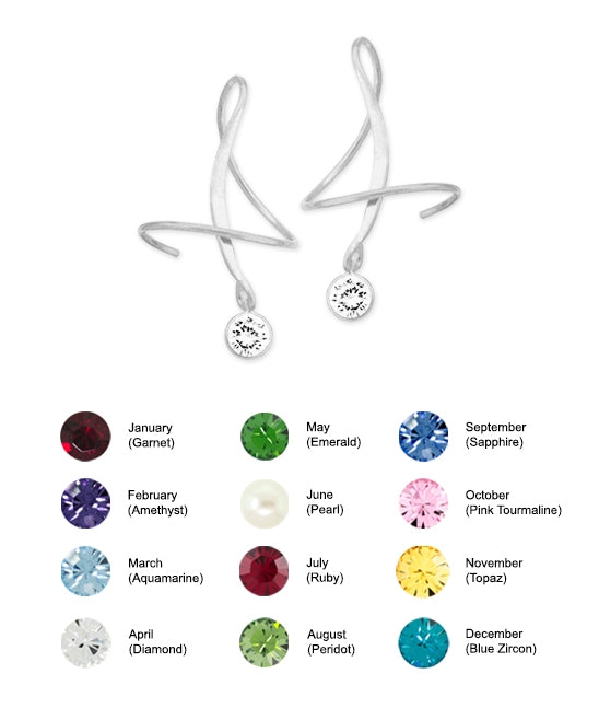Silver April Swarovski Crystal Earspirals Earrings