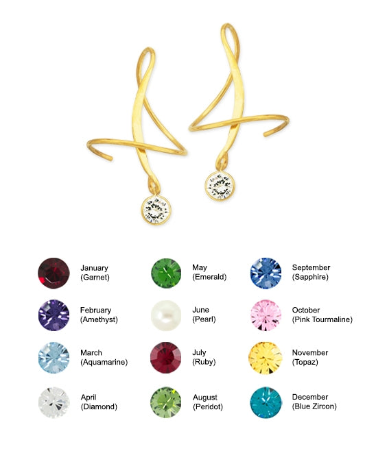 18k Gold Over Silver April Swarovski Crystal Earspirals Earrings