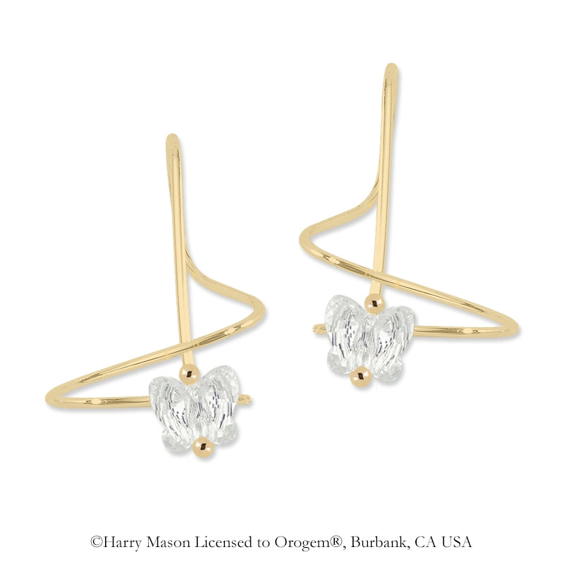 Earspirals Earrings Swarovski Crystal Butterfly 18k Gold Over Silver