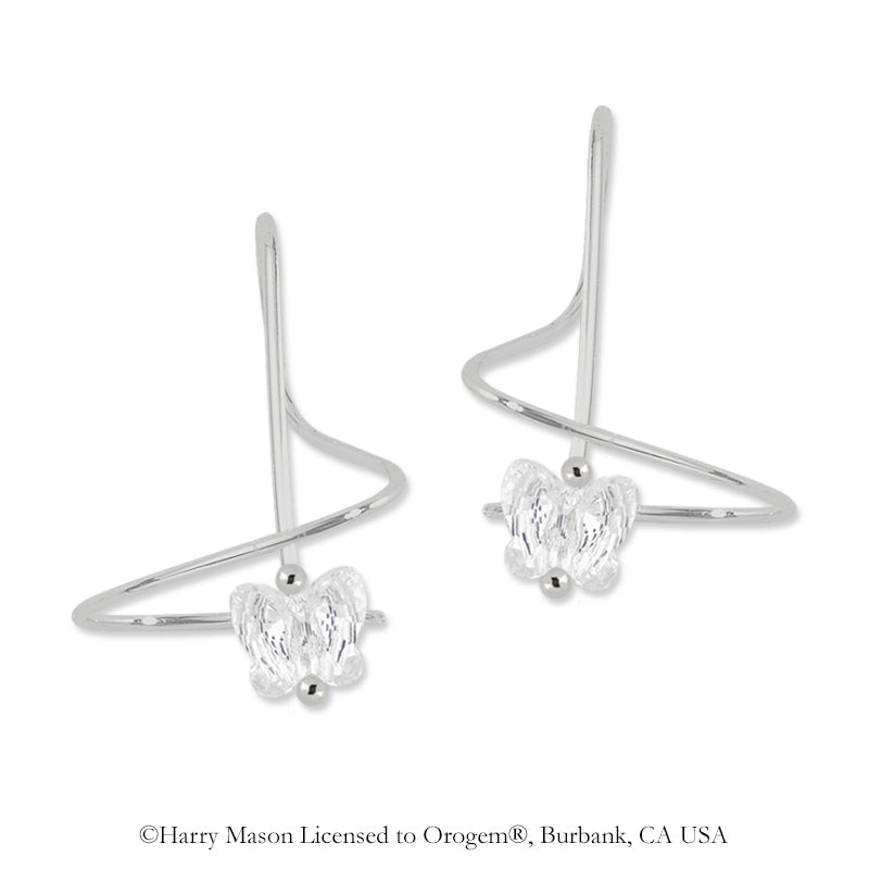 Earspirals Earrings Swarovski Crystal Butterfly Sterling Silver