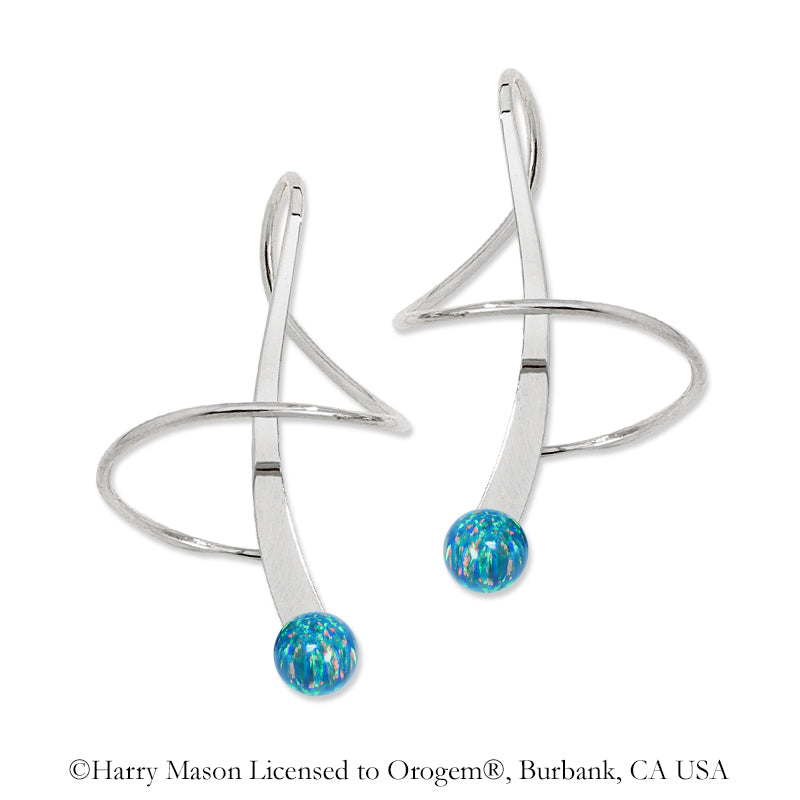 Earspirals Earrings Classic Style Round Simulated Opal Bead Tip