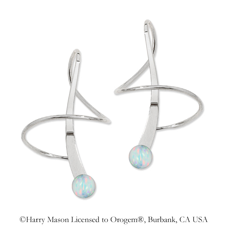 Earspirals Earrings Classic Style Round Simulated Opal Bead Tip