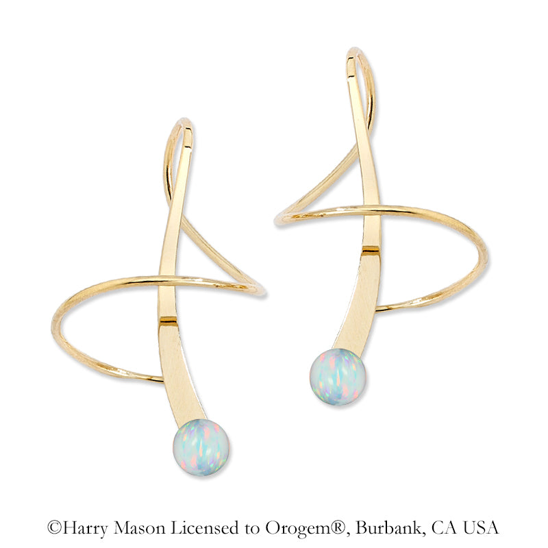 Earspirals Earrings Classic Style Round Simulated Opal Bead Tip