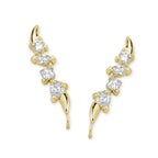 Ear Climber Earrings Multi Cut Cubic Zirconias Ear Pin Earrings 18k Gold Over Silver