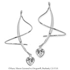 Amethyst and Cubic Zirconia Silver Ear Pin Earrings