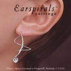 Earspiral Earrings by Harry Mason - Heart Shape Cubic Zirconia - Sterling Silver - Dangle