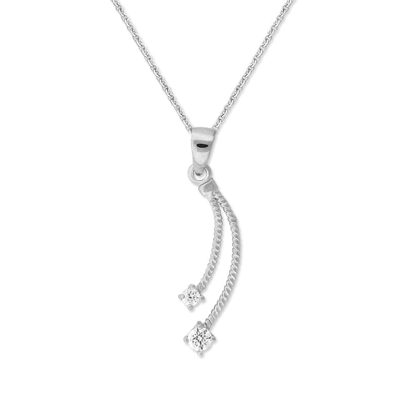 Sterling Silver Cubic Zirconia Double Drop Pendant