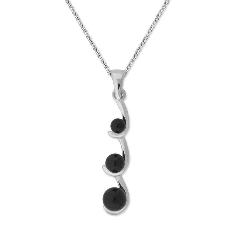 Sterling Silver Graduated Black Onyx Pendant 