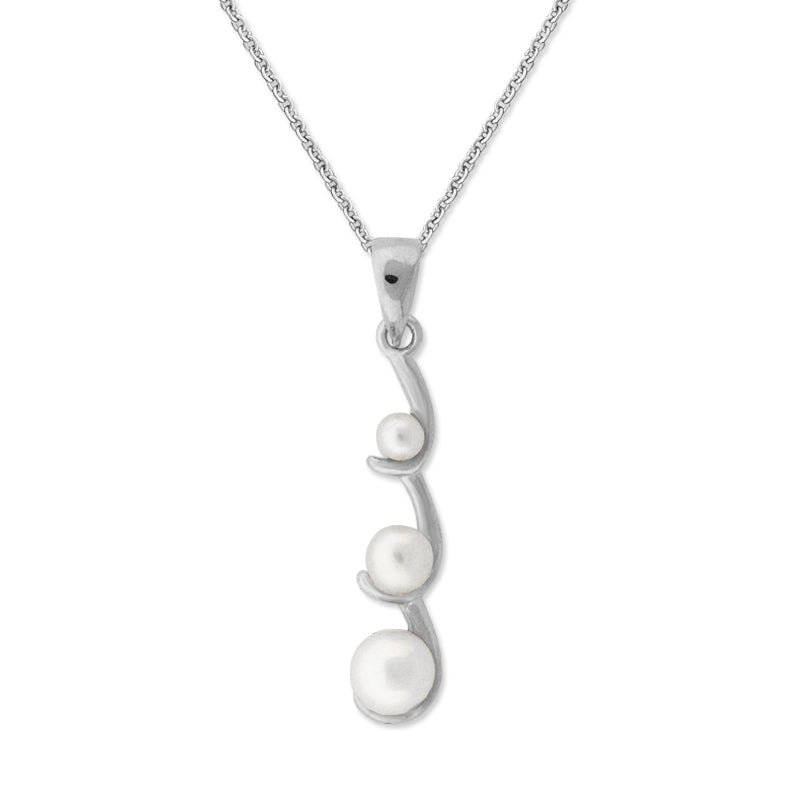 Sterling Silver Graduated Freshwater Pearls Pendant 