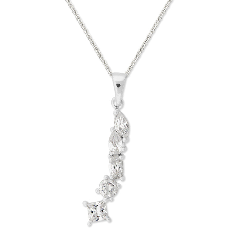 Sterling Silver Cubic Zirconia Multi Shapes Pendant