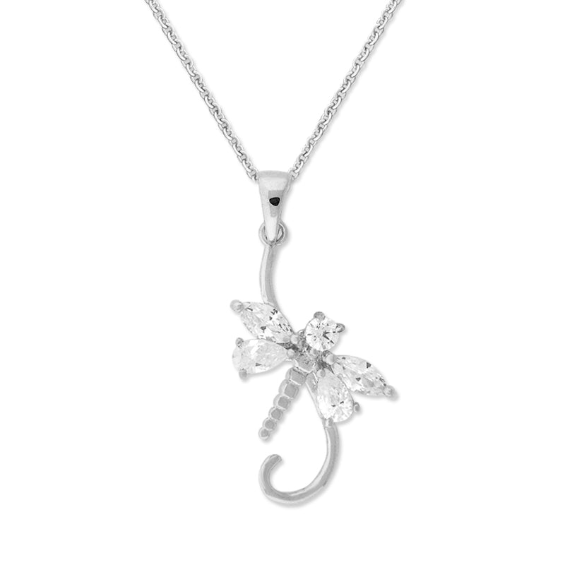 Sterling Silver Cubic Zirconia Dragonfly Pendant