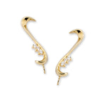 Ear Climbers Ear Pin Earrings Whisper Cubic Zirconia Swirls 18k Gold Over Silver