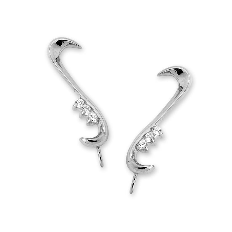 Sterling Silver Whisper Cubic Zirconia Ear Pin Earrings