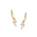 Birthstone Ear Climbers Ear Pin Earrings Double Marquise Gemstones 18k Gold Over Silver