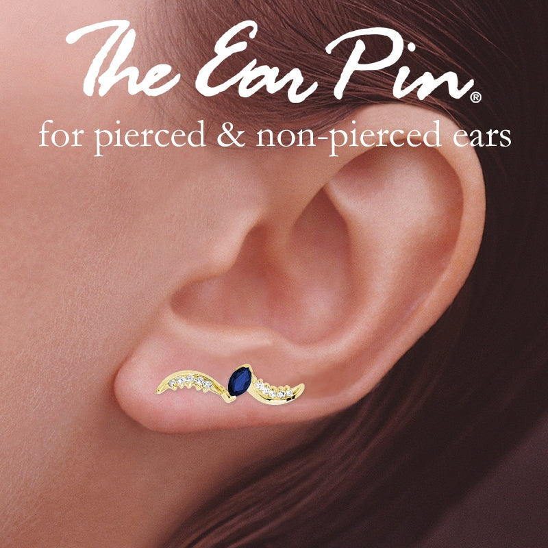 Blue Sapphire Cubic Zirconia Ear Pin Ear Climber Earrings