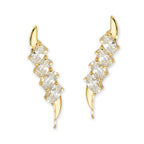 18k Gold Over Silver Oval Cut CZ Ear Pin Earrings