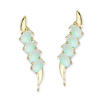 18k Gold Over Silver Oval Opals Ear Pin Earrings