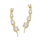 18k Gold Over Silver 4-in-1 Cubic Zirconia Ear Pin Earrings