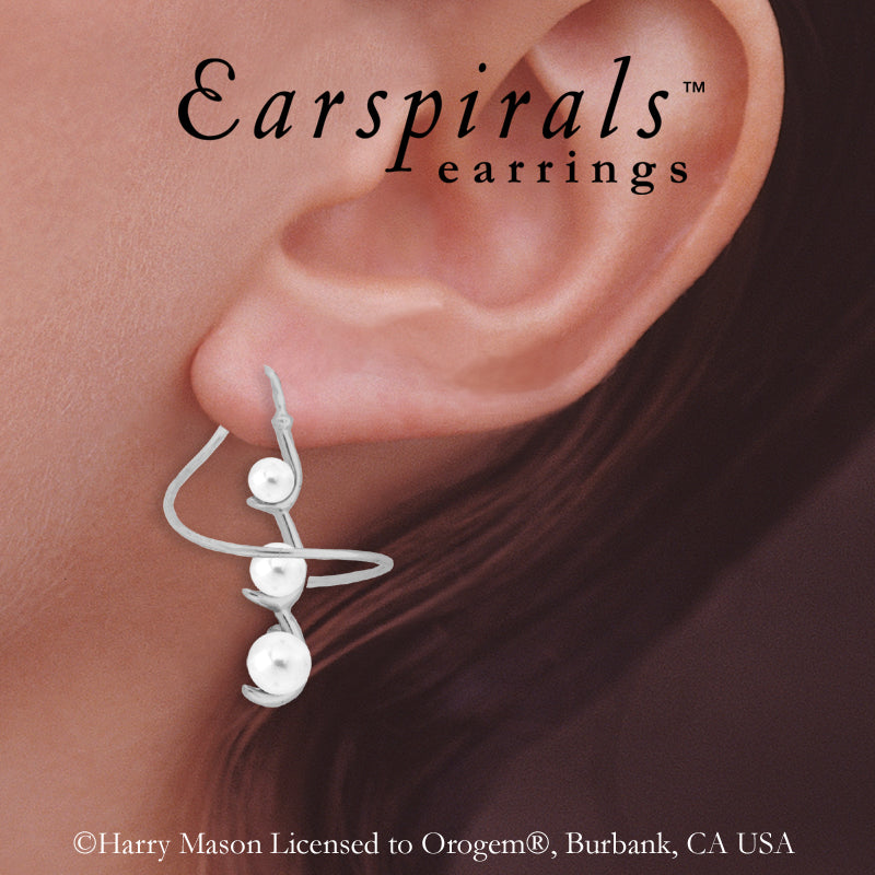 Sterling Silver Graduated Pearls Earspirals Earrings