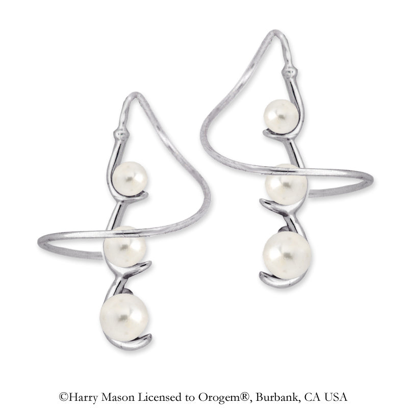 Sterling Silver Graduated Pearls Earspirals Earrings