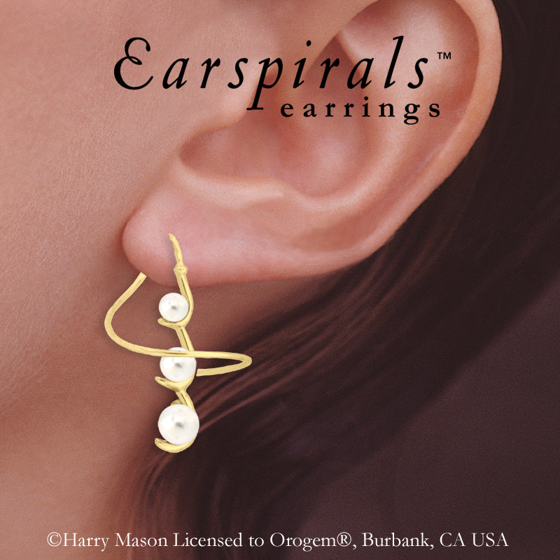 18k Gold Over Silver Graduated Pearls Earspirals Earrings