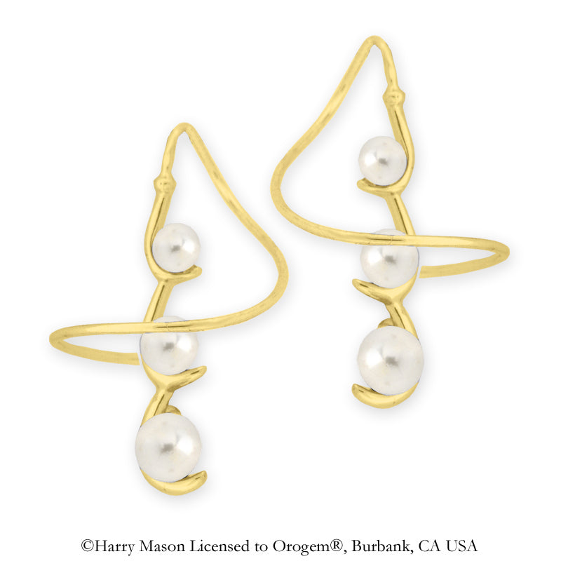 18k Gold Over Silver Graduated Pearls Earspirals Earrings
