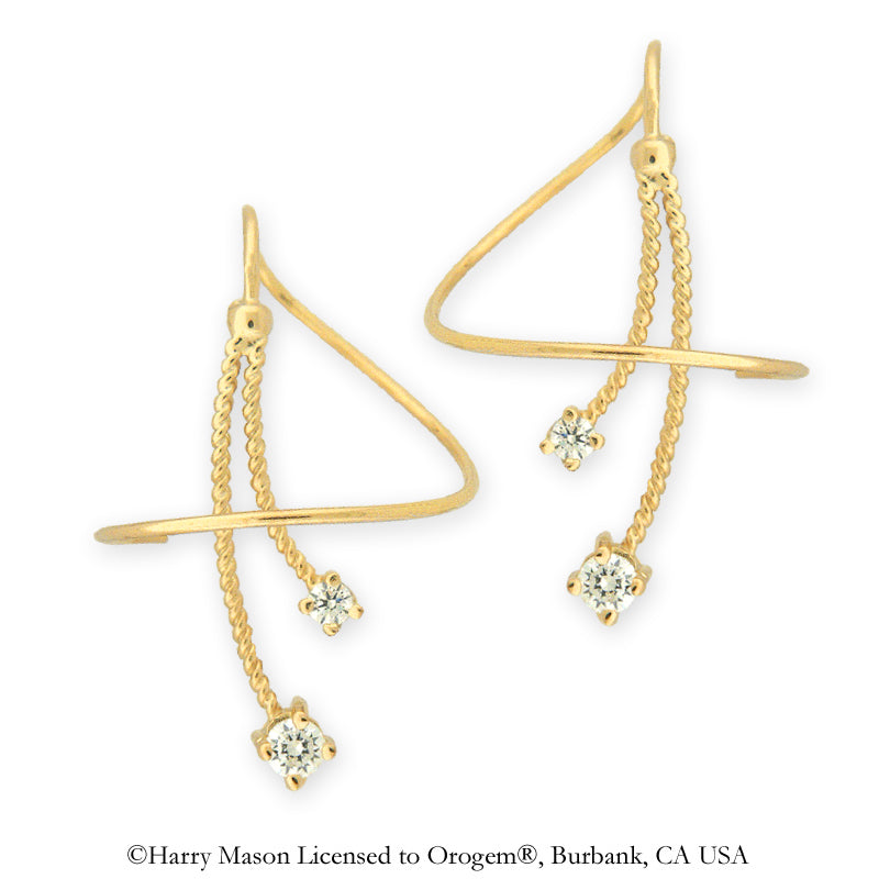18k Gold Over Silver Cubic Zirconia Twisted Double Drop Earspirals Earrings