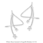 Sterling Silver Cubic Zirconia Twisted Double Drop Earspirals Earrings
