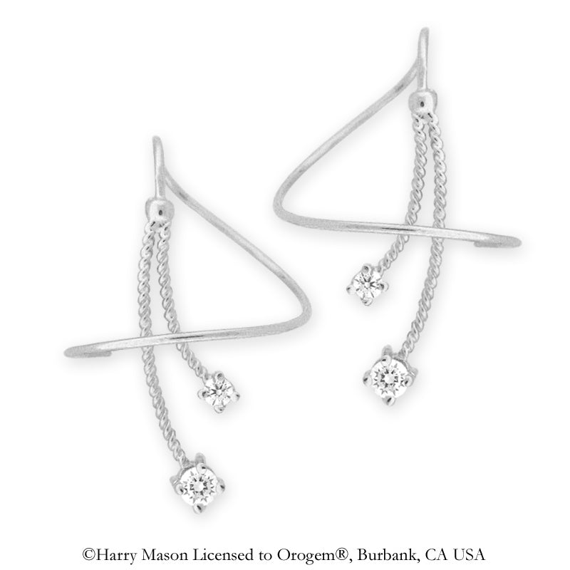 Sterling Silver Cubic Zirconia Twisted Double Drop Earspirals Earrings