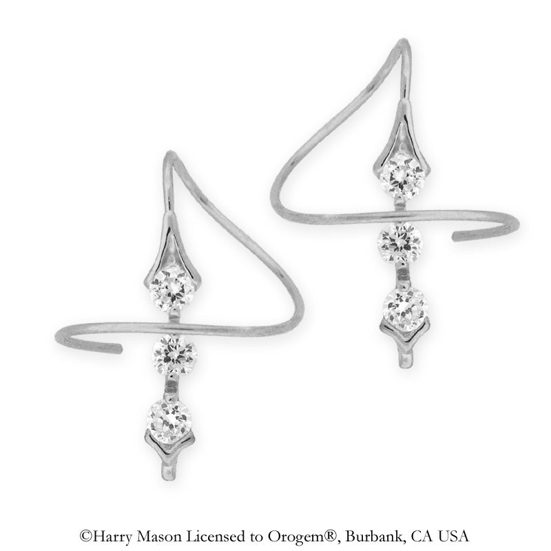 Earspirals Earrings Triple Round Cubic Zirconias Sterling Silver