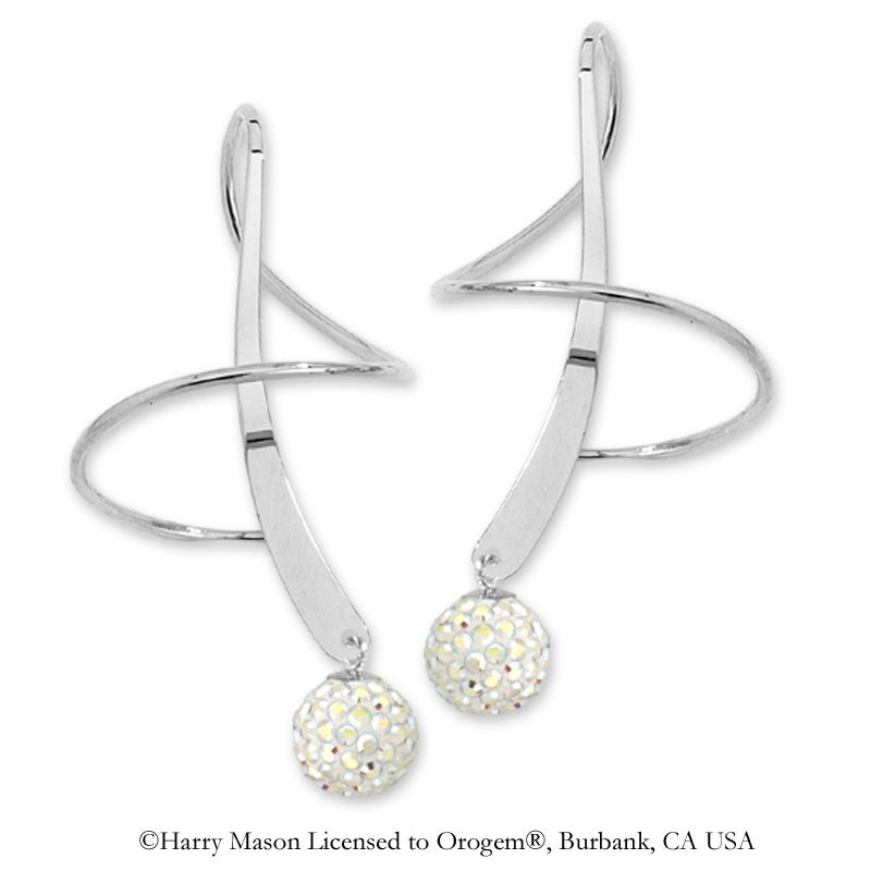 Earspiral Earrings by Harry Mason - Swarovski Pave Bead - Sterling Silver